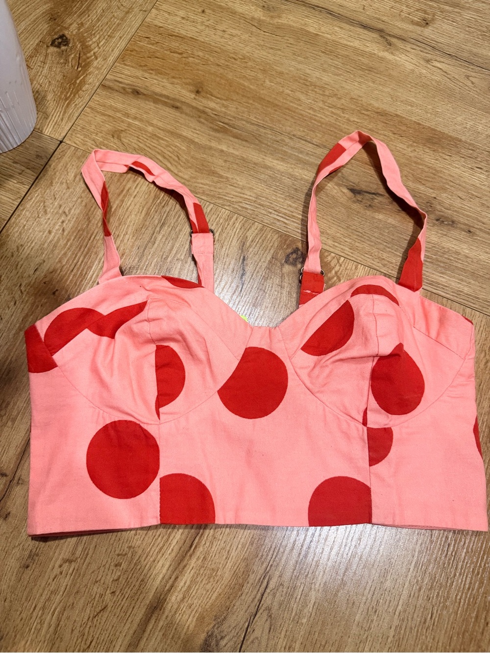 FARM Rio Pink Crop Top with Red Polka Dots
